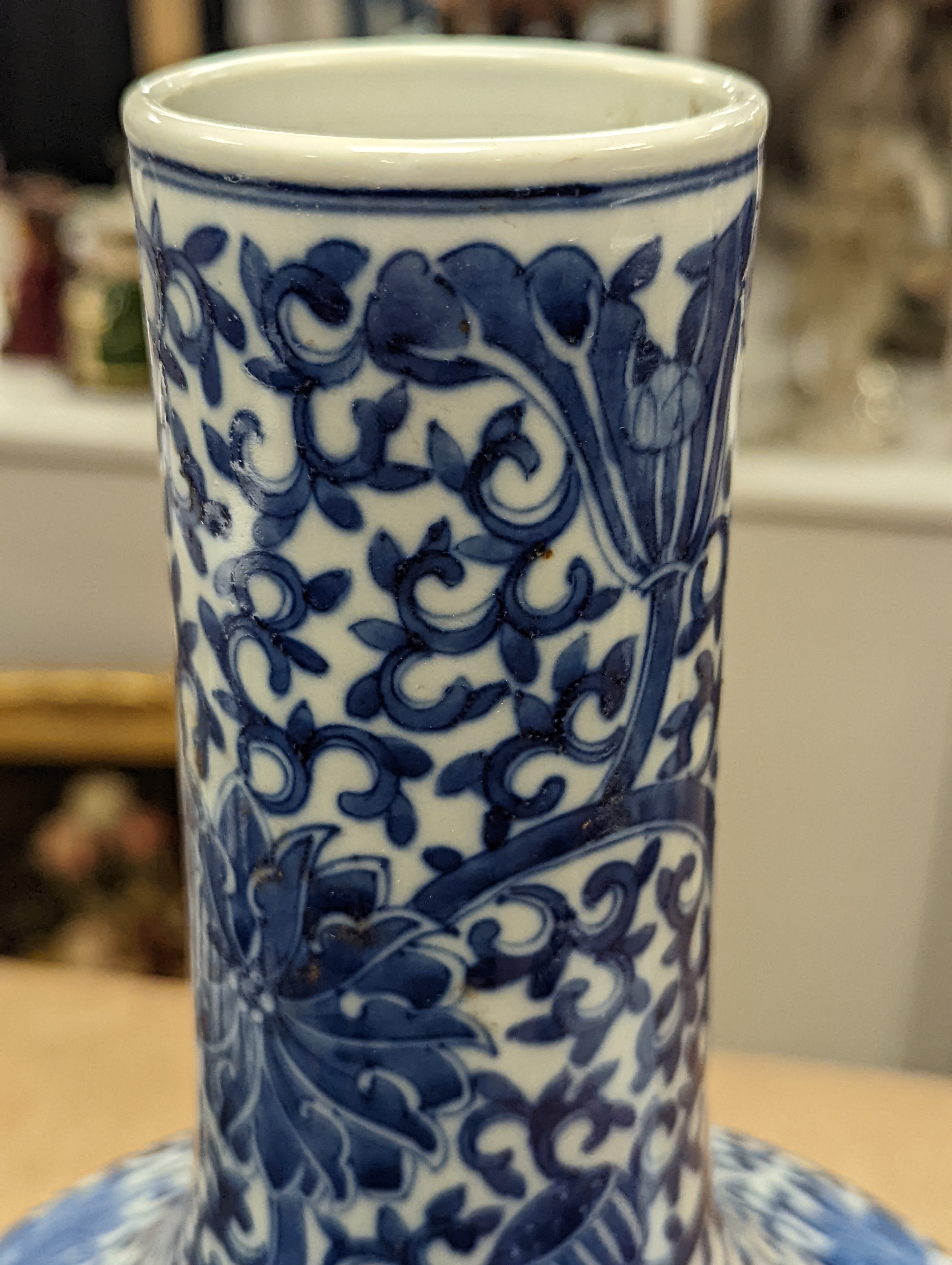 A Chinese blue and white bottle vase, 36cm